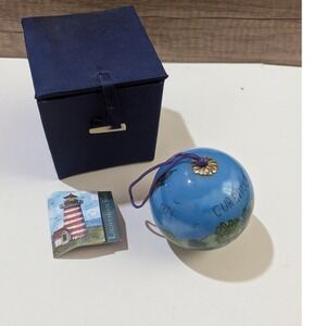 Global‎ Village Currituck Beach Lighthouse Hand Painted Glass Ornament with Box